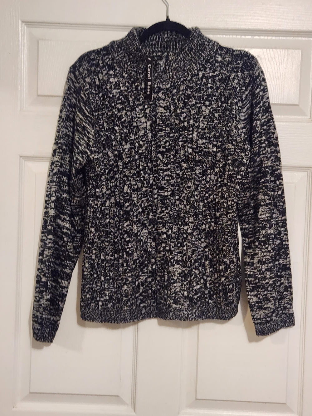 Carol Rose Black & White Marled Cowl Neck Sweater